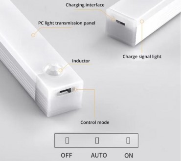 Светодиодный аккумуляторный светильник с датчиком освещенности и движения, теплы. . фото 4