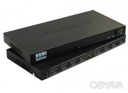 Активний HDMI сплітер 1=>8 порту, 3D, 1080Р, 4Kx2K, 1,4 версія, DC5V/2A Q20, Box. . фото 1