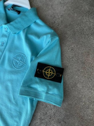 
Футболка Поло мужская голубая повседневная лето брендовая Stone Island Polo (Ст. . фото 6