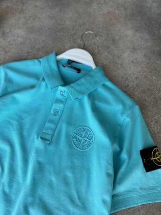 
Футболка Поло мужская голубая повседневная лето брендовая Stone Island Polo (Ст. . фото 5