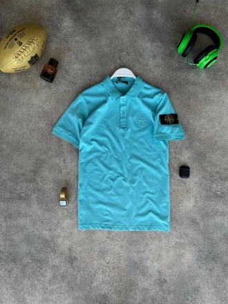 
Футболка Поло мужская голубая повседневная лето брендовая Stone Island Polo (Ст. . фото 8