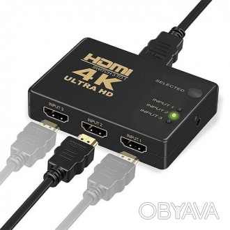 Пасивний HDMI свіч з пультом дистанційного керування IR - призначений для підклю. . фото 1