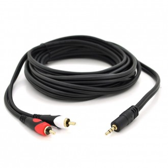 Кабель DC3.5 (тато) => 2хRCA (тато), GOLD Jack, CU, Stereo, круглий, Black, 3,0 . Киев. фото 1 Кабель DC3.5 (тато) => 2хRCA (тато), GOLD Jack, CU, Stereo, круглий, Black, 3,0 . Киев. фото 1