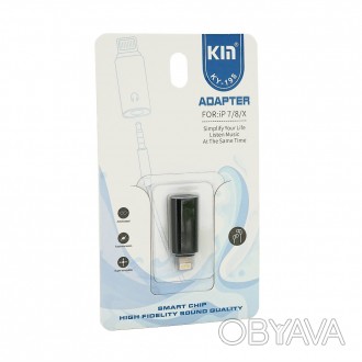 Опис: Перехідник KIN KY-198 Lighting(M) => Jack 3.5mm(F), чорний, у коробціХарак. . фото 1