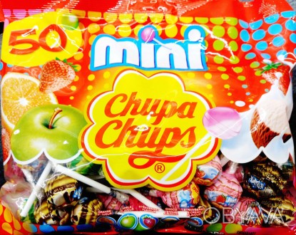 Набір цукерок Чупа Чупс Карамель на палочках Chupa Chups mini 50шт асорті 300г С. . фото 1