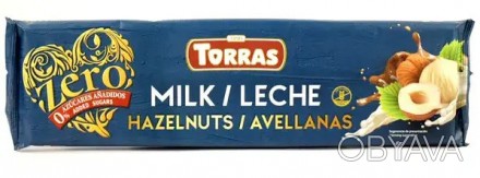 Шоколад молочний без цукру та глютену Torras Zero Milk&Hazelnuts з лісовими горі. . фото 1