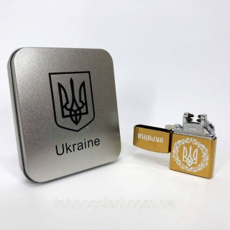 Дугова електроімпульсна запальничка USB Україна (металева коробка) HL-447. PV-14. . фото 4