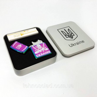 Дугова електроімпульсна запальничка USB Україна (металева коробка) HL-449. YQ-31. . фото 4