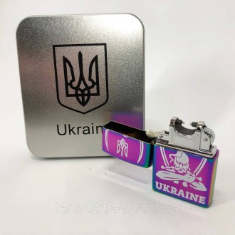 Дугова електроімпульсна запальничка USB Україна (металева коробка) HL-449. YQ-31. . фото 11