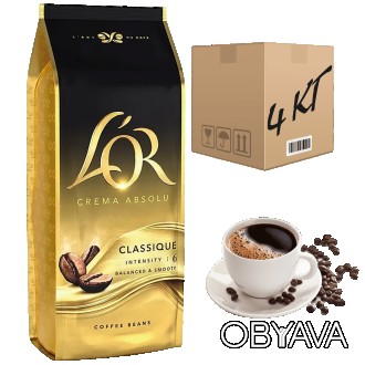 Кофе L'OR Crema Absolute Classic (ящик 4кг) Кофе в зернах L'OR Crema Absolute Cl. . фото 1