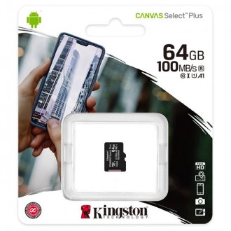 Картка пам'яті microSDXC Kingston Canvas Select Plus 64 GB Class 10 А1 UHS-1. Київ. фото 1 Картка пам'яті microSDXC Kingston Canvas Select Plus 64 GB Class 10 А1 UHS-1. Київ. фото 1