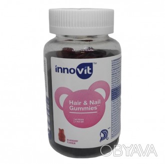 Витамины для волос и ногтей Innovit Hair Nail Gummies Blueberry со вкусом черник. . фото 1