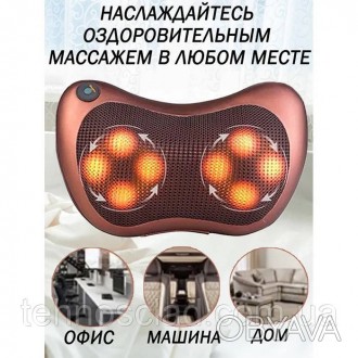 Масажна електрична подушка роликова масажер для дому в авто шиї спини з підігрів