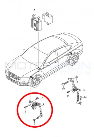 Датчик висоти підвіски в зборі Audi A6, A7, A8 (датчик рівня полу, датчик крену,. . фото 7