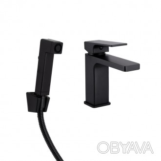 Змішувач для раковини Qtap Gemini QTGEM272BLM45690 Black Matt - це стильне та пр. . фото 1