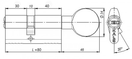 Цилиндровый механизм Kale SM 30/10/40 никель (Турция) 
 Цилиндры дверные KALE KI. . фото 3