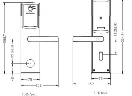 Карточный замок JWM F1-E-PP U-handle MIFARE ADEL Euro-A 38-55 мм левый нерж. ста. . фото 3