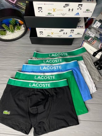 
 Трусы Мужские Lacoste Light
5 штук в коробке
93%Хлопок 7%Эластан
Размеры : M,L. . фото 2