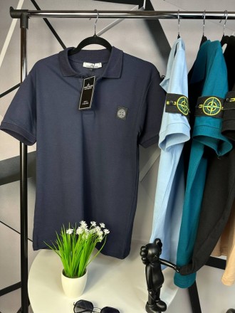 
 Поло Stone Island темно-синего цвета с патчем на рукаве
Артикул: mf035
Материа. . фото 3