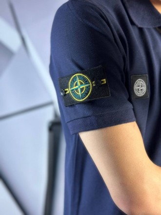 
 Поло Stone Island темно-синего цвета с патчем на рукаве
Артикул: mf035
Материа. . фото 4