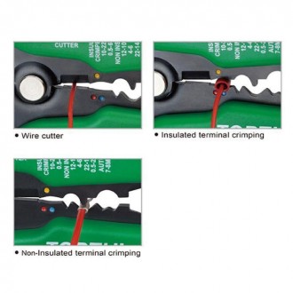 Клещи для обжимки клемм и снятия изоляции усиленные TOPTUL DKAA2226 - популярная. . фото 4