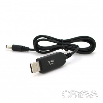 Опис:Кабель для роутера 5.5/2.5mm(M)=> USB2.0 (Out:9V), 1м, чорний, OEM,Характер. . фото 1