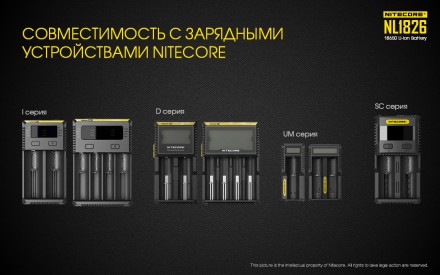 Аккумулятор литиевый Li-Ion 18650 2600mAh от компании Nitecore типа NL1826, тепе. . фото 11