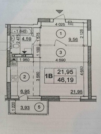  Продаю 1 кімнатну квартиру, 46,2 м2, ціна 39000д, продаж по переуступці, Поверх. . фото 4