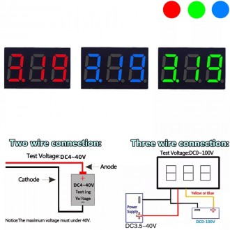 Цифровой вольтметр DC 0-100 v постоянного тока. Лицензионный Китай.
Измеритель в. . фото 3