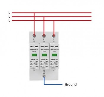 Пристрій захисту на 3 фази від імпульсних перенапруг 385v AC 3P 60ka Texnele.
Лі. . фото 4