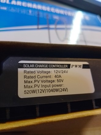 Контролер заряду PWM 40a 12v/24v для сонячних панелей
Модель pwm H33159.
Максима. . фото 3