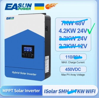Гібридний інвертор EUSUN 4.2Kw 24V 110A MPPT. Тетіїв. фото 1 Гібридний інвертор EUSUN 4.2Kw 24V 110A MPPT. Тетіїв. фото 1