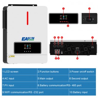 Гібридний інвертор EUSUN 4.2Kw 24V 120A MPPT
Модель ISOLAR-SMH-|||-4.2KW.
Гібрид. . фото 3