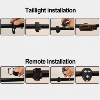 Велофонарь FY-1828 с указанием поворотов (red+yellow), waterproof, ЗУ Type-C, Li. . фото 9
