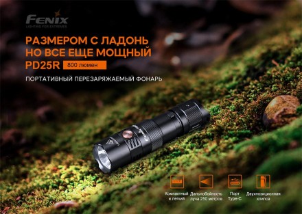 
 Ліхтар Fenix PD25R
 ANSI
 Турбо
 Максимальний
 Середній
 Мінімальний
 Еко
 Стр. . фото 11