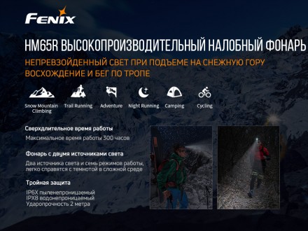 Опис ліхтарів Fenix HM65R (XM-L2 U2+XP-G2 R5): Ліхтар Fenix HM65R (XM-L2 U2+XP-G. . фото 7