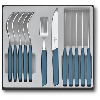 Набір кухонний Victorinox Swiss Modern Table Set 12 шт. син. ручкою (6 ножів tomato, 6 виделок). Суми. фото 1 Набір кухонний Victorinox Swiss Modern Table Set 12 шт. син. ручкою (6 ножів tomato, 6 виделок). Суми. фото 1
