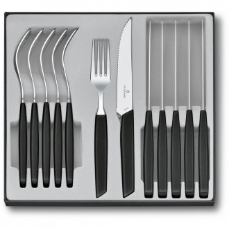 Набір кухонний Victorinox Swiss Modern Table Set 12 шт. чорн. ручкою (6 ножів steak, 6 виделок). Суми. фото 1 Набір кухонний Victorinox Swiss Modern Table Set 12 шт. чорн. ручкою (6 ножів steak, 6 виделок). Суми. фото 1