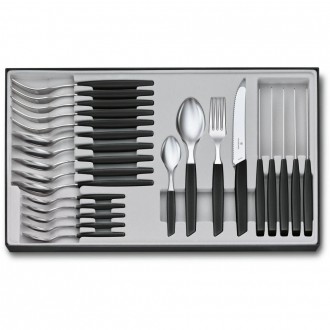 Набір кухонний Victorinox Swiss Modern Table Set 24 шт. чорн. ручкою (6 ножів tomato,6 виделок, 6 ложок,6 ложок). Суми. фото 1 Набір кухонний Victorinox Swiss Modern Table Set 24 шт. чорн. ручкою (6 ножів tomato,6 виделок, 6 ложок,6 ложок). Суми. фото 1