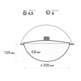  Азіатський чавунний казан ємністю 6 л, Укомплектований дужкою та чавунною кришк. . фото 5