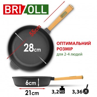  Большая чугунная сковорода для всей семьи. Высота стенок 60 мм делает сковороду. . фото 4