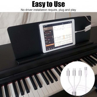 3 в 1 USB C — USB B Midi-кабель, 1 м USB OTG-кабель Type C — USB B, принтерний к. . фото 6