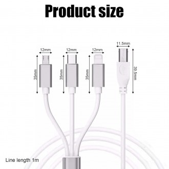 3 в 1 USB C — USB B Midi-кабель, 1 м USB OTG-кабель Type C — USB B, принтерний к. . фото 3