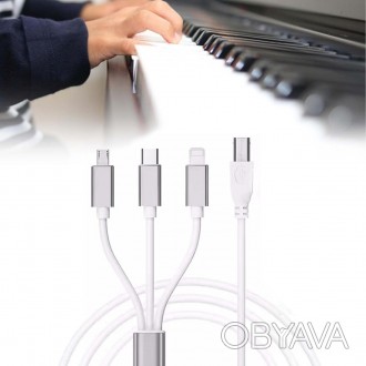 3 в 1 USB C — USB B Midi-кабель, 1 м USB OTG-кабель Type C — USB B, принтерний к. . фото 1