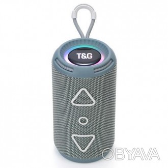 Bluetooth-колонка TG656 з RGB ПІДСВІТКОЮ, speakerphone, радіо, grey. . фото 1