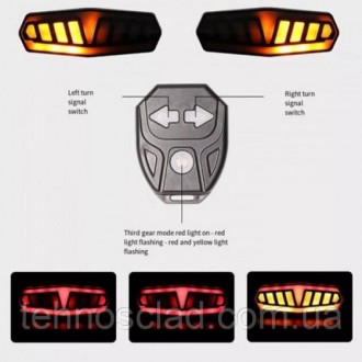 Велоліхтар FY-1828 із зазначенням поворотів (red+yellow), QP-846 ЗУ Type-CСвітло. . фото 3