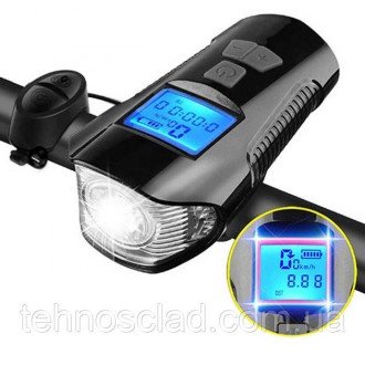 Велофара з комп'ютером та сигналом Waterproof XA-585-T6+2LED з FC-748 виносною к. . фото 3