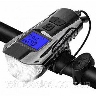 Велофара з комп'ютером та сигналом Waterproof XA-585-T6+2LED з FC-748 виносною к. . фото 6