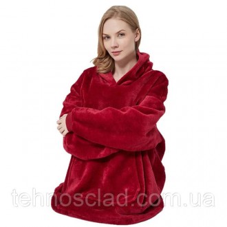 Толстовка плед з капюшоном і рукавами Huggle Hoodie оверсайз. QW-385 Колір: черв. . фото 5