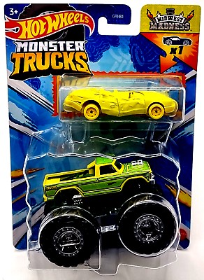 Mattel Hot Wheels Double Pack Car + Monster Trucks HWN42 Midwest Madness. . фото 3